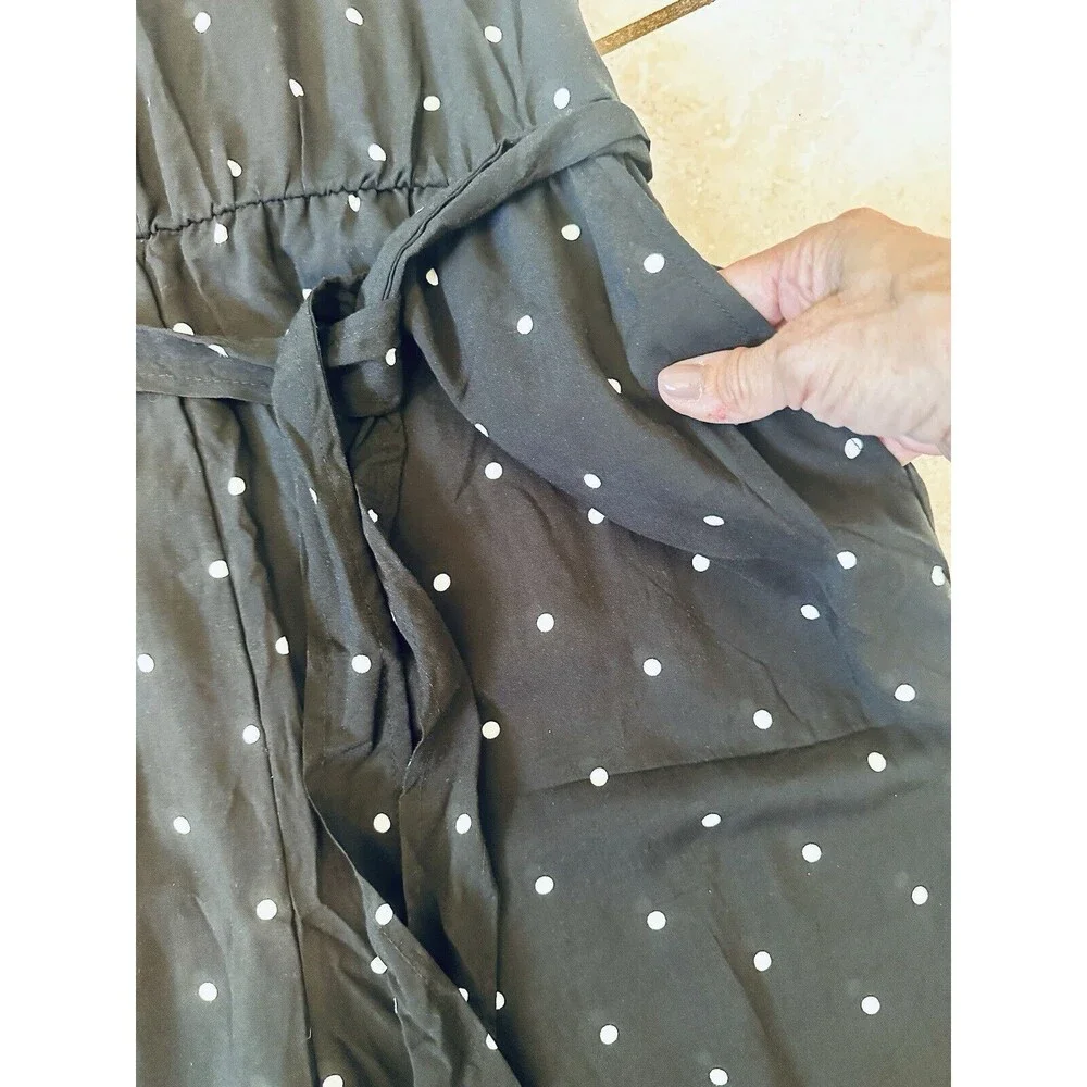 NWT Old Navy Size S Polka Dot Wide Leg Jumpsuit Pockets Boho Contemporary - Picture 4 of 11